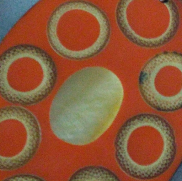 VINTAGE Unique Orange Discs w Mother of Pearl Inlay **WKEND SALE PRICE** - Picture 7 of 8